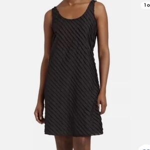 NWOT | LBD | EILEEN FISHER BLACK DRESS WITH RUFFLES | size 4
